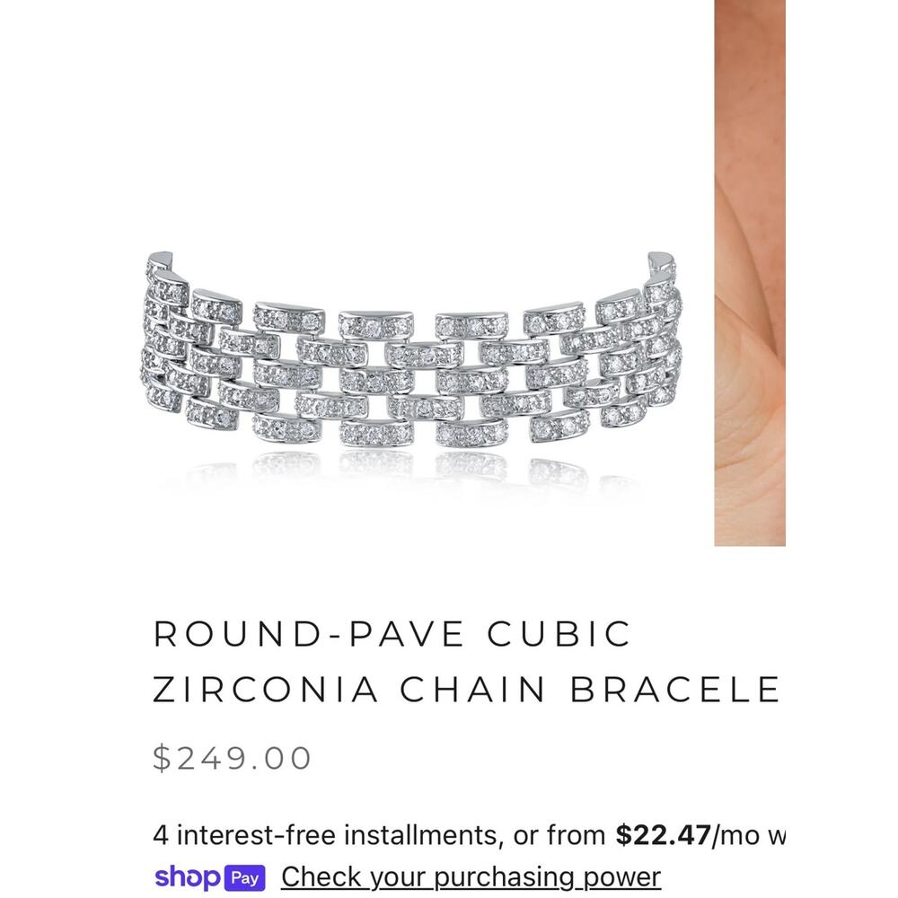 Set of 2 Kenneth Jay Lane Crystal Art Deco Bracelet & Round pave zirconia chain - Picture 14 of 16
